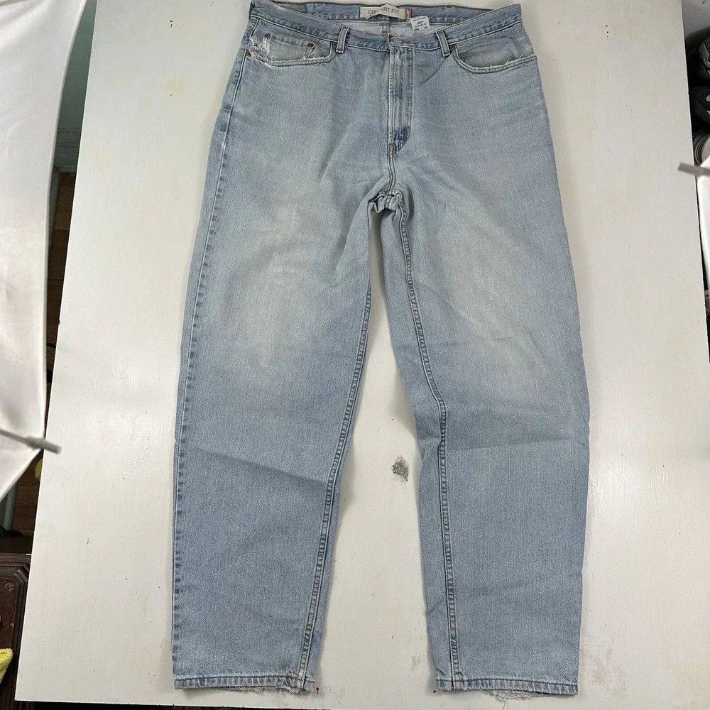 VTG‎ Levi's 560 Comfort Fit 38x34 Tapered Loose Jeans Light Wash Distressed Y2K